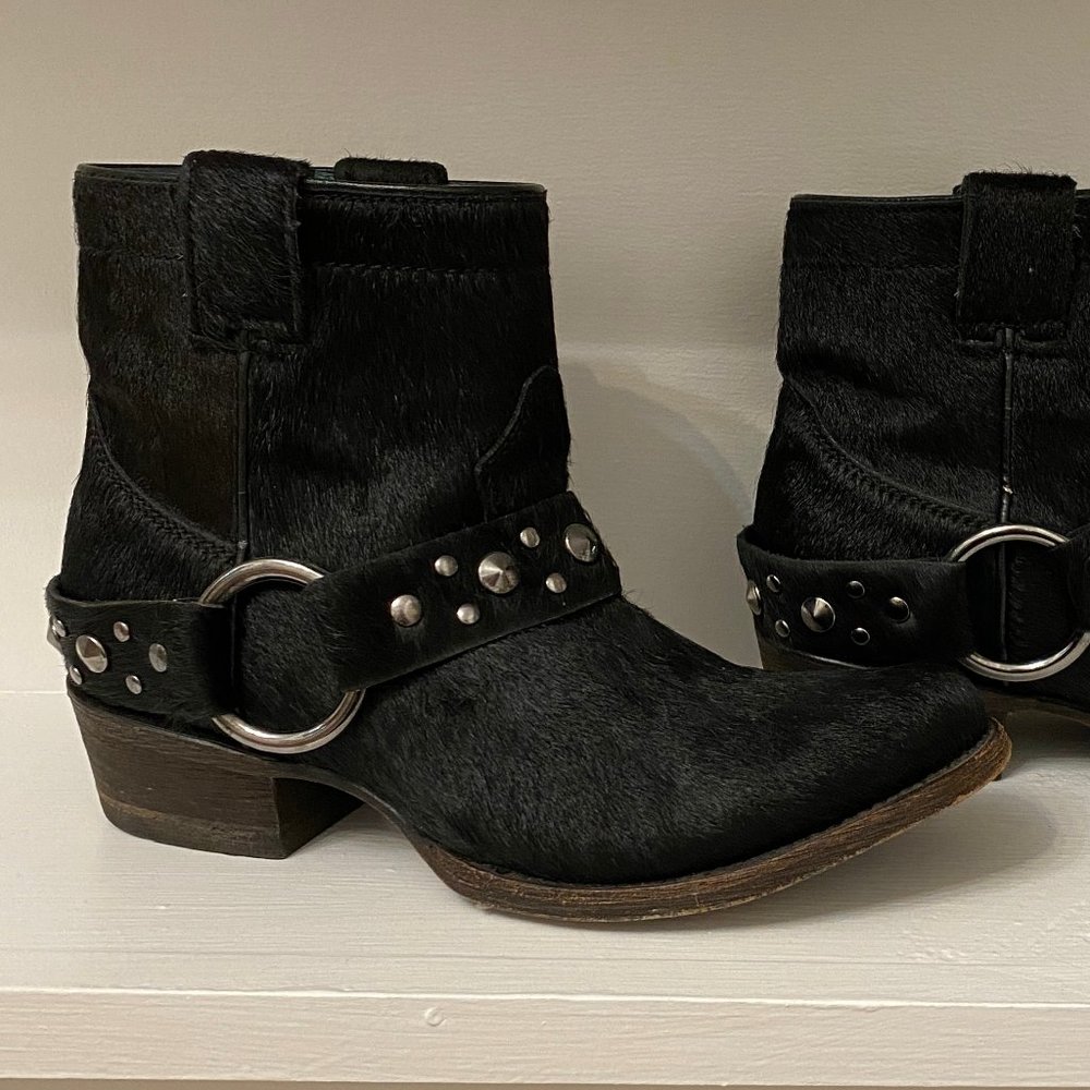 Corral Western Black Studded Booties Boots Cowhide
